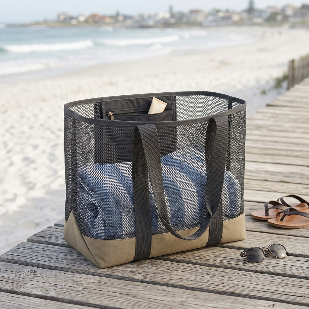 DryMeshSack Ultra-Mesh Sand-Filtering Beach Tote beach lifestyle view