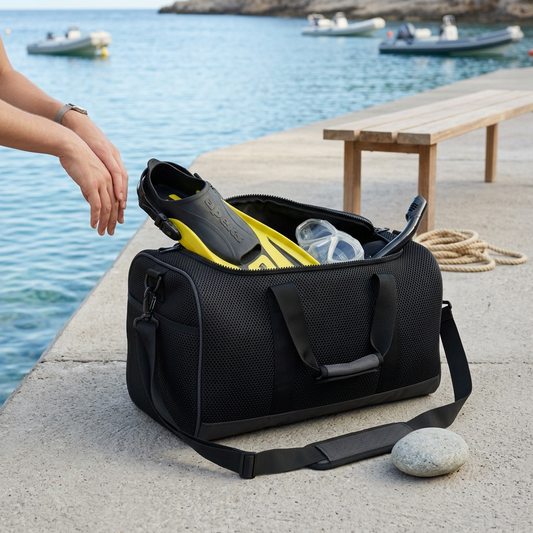 DryMeshSack Heavy-Duty Mesh Beach Gear Duffle Bag 35L coastal gear lifestyle view
