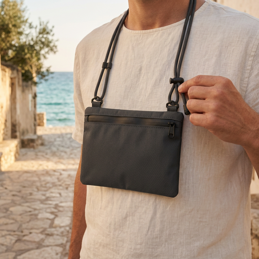 DryMeshSack Waterproof Beach Valuables Pouch with Lanyard coastal lifestyle view