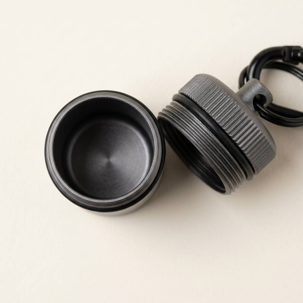 DryMeshSack Waterproof Key and Cash Capsule Cylinder cap and O-ring seal detail