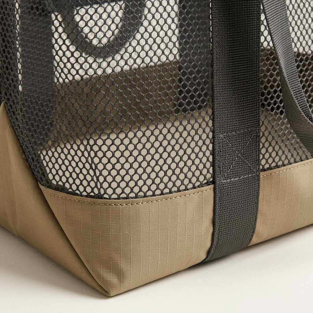 DryMeshSack Ultra-Mesh Sand-Filtering Beach Tote mesh and reinforced seam detail