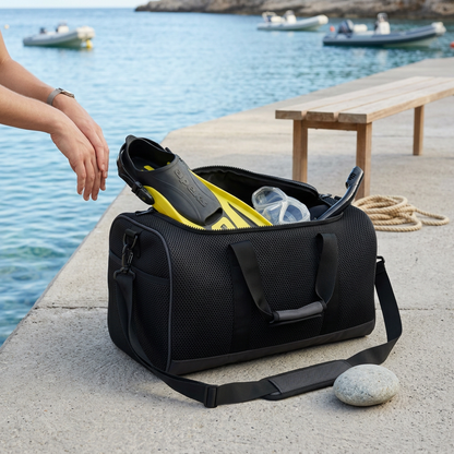 DryMeshSack Heavy-Duty Mesh Beach Gear Duffle Bag 35L coastal gear lifestyle view