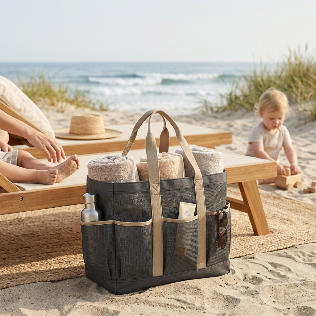 DryMeshSack Extra Large Family Sand-Free Tote beach lifestyle view