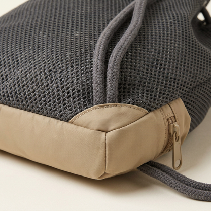 DryMeshSack mesh drawstring backpack cord and pocket detail